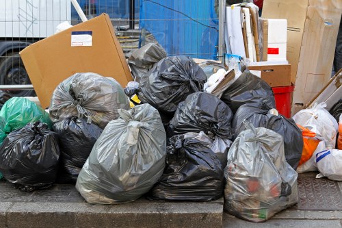 Professional team clearing garage clutter in Edmonton